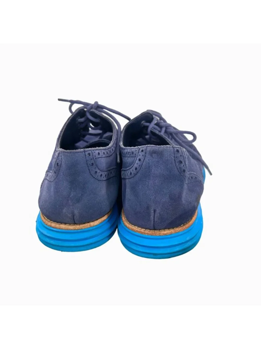 COLE HAAN BLUE SUEDE LUNAGRAND LUNARLON WINGTIP OXFORD LOAFER  w/ BAG
